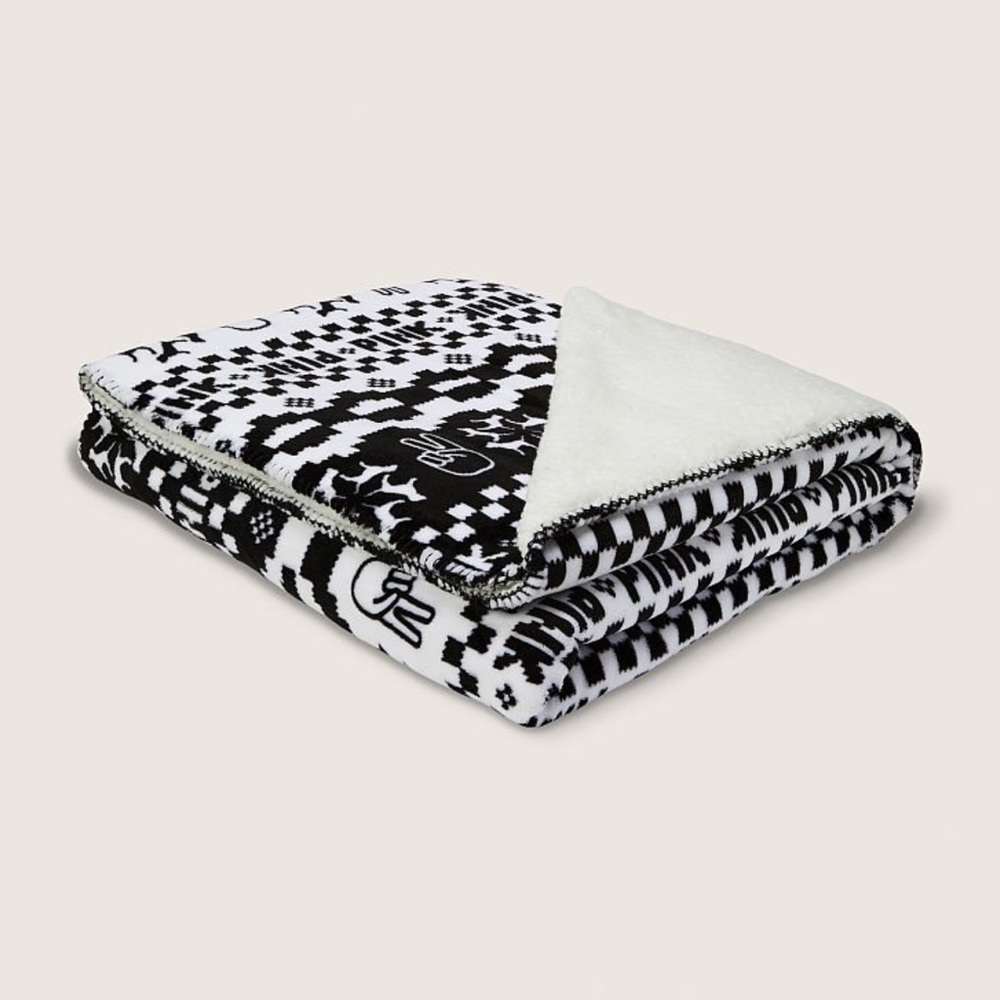 VS Pink Black & White - Sherpa Blanket